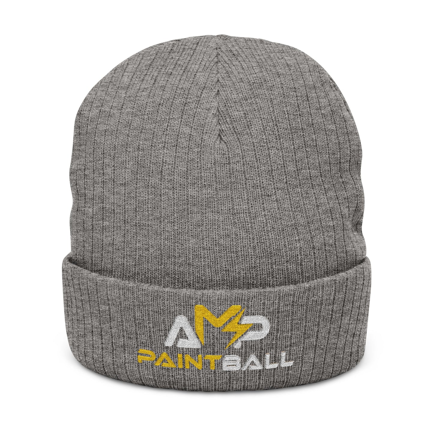 AMP Embroidered Ribbed Knit Beanie